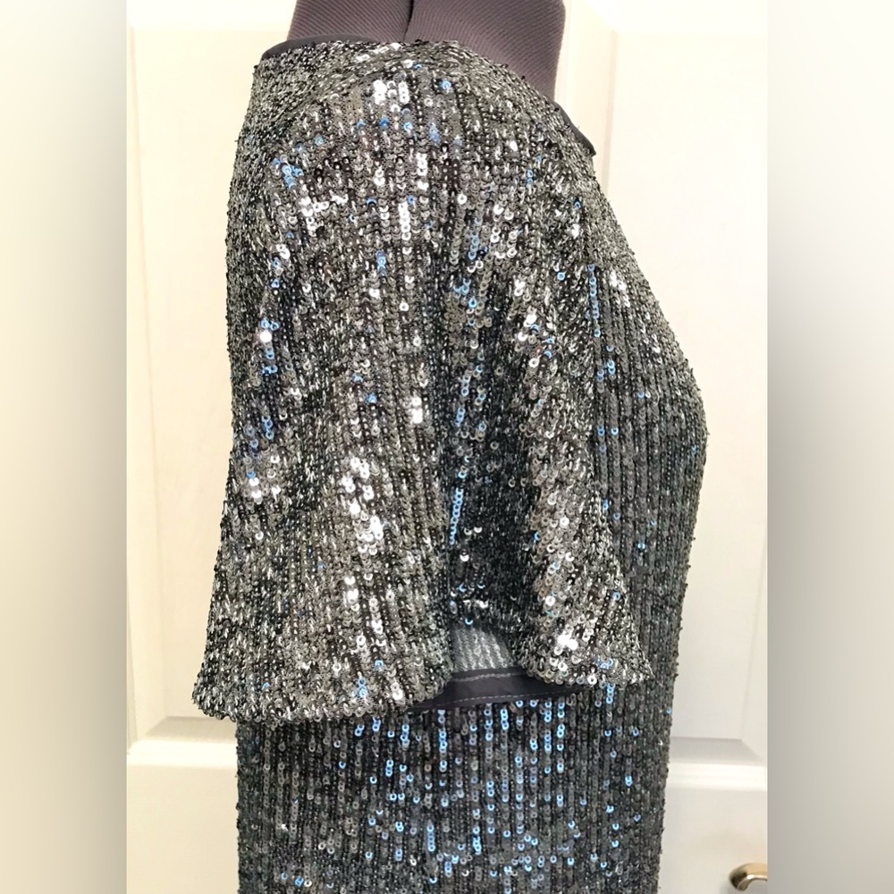 NWT Ann Taylor Silver Sequin Shift Cocktail Dress - Picture 9 of 16